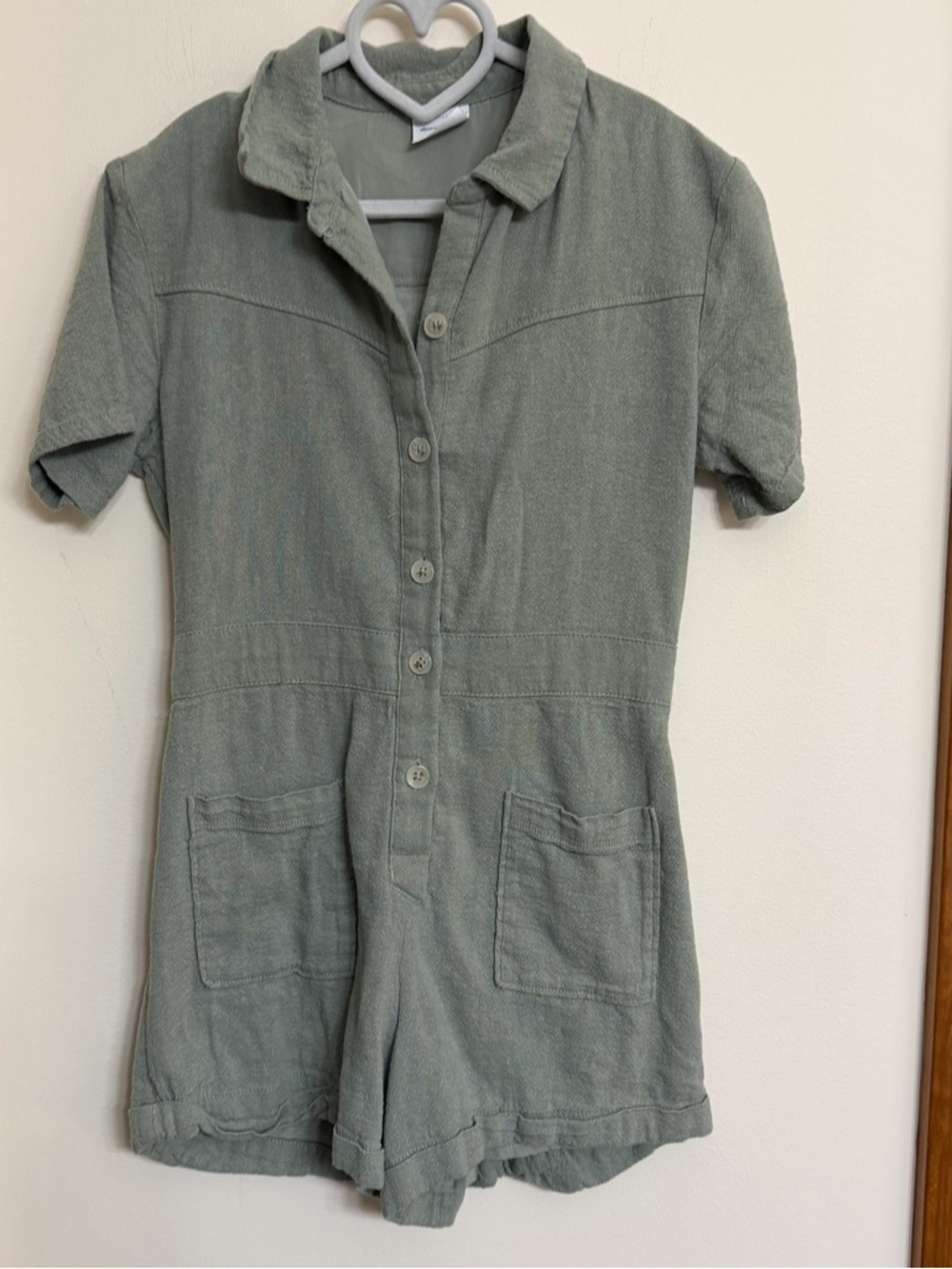 Abercrombie Kids Sage Green Short-Sleeve Romper